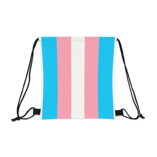 Drawstring Bag with Trans Pride Flag