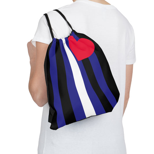 Drawstring Bag with Leather Pride Flag