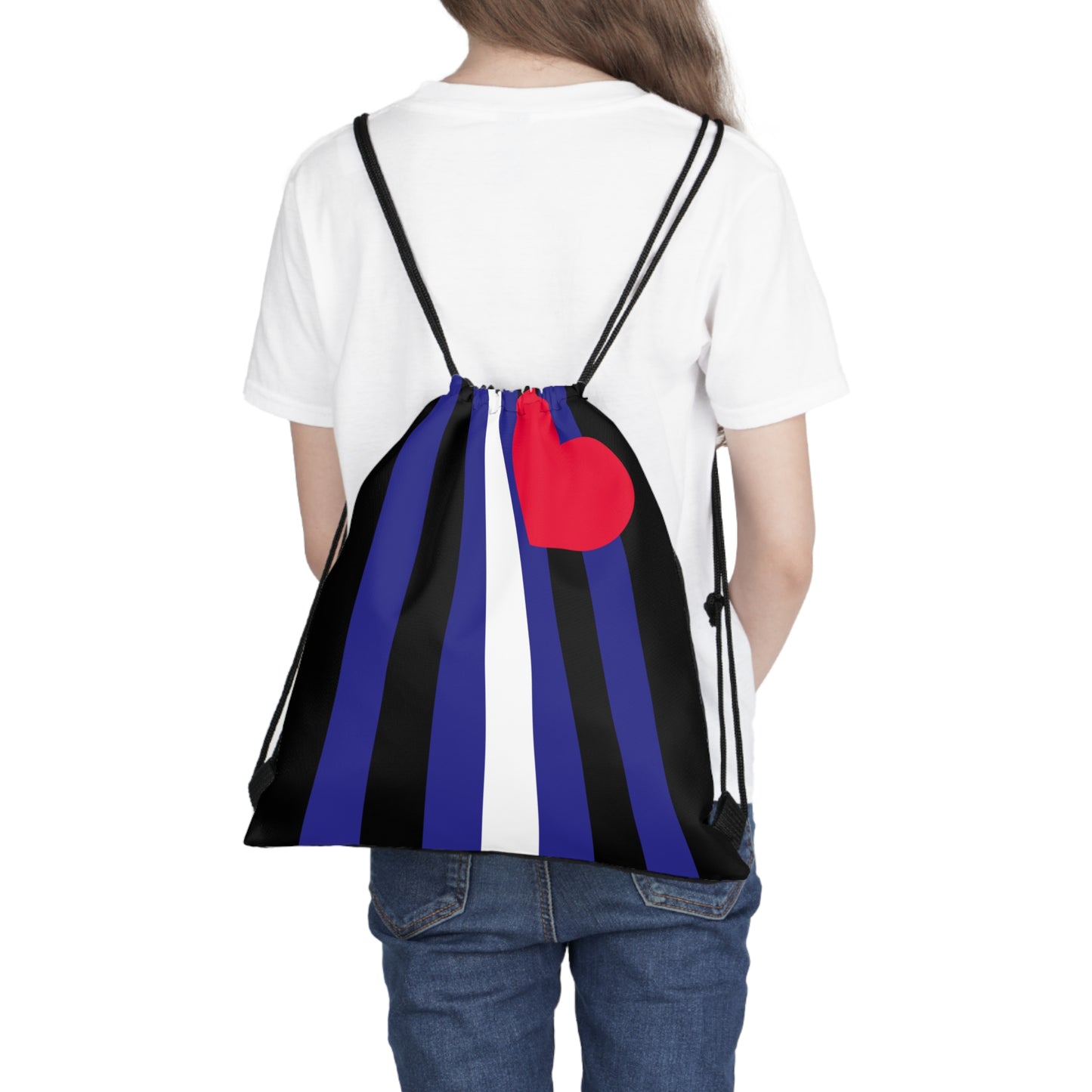 Drawstring Bag with Leather Pride Flag