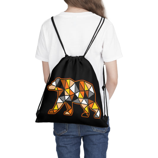 Mosaic Bear Outdoor Drawstring Bag