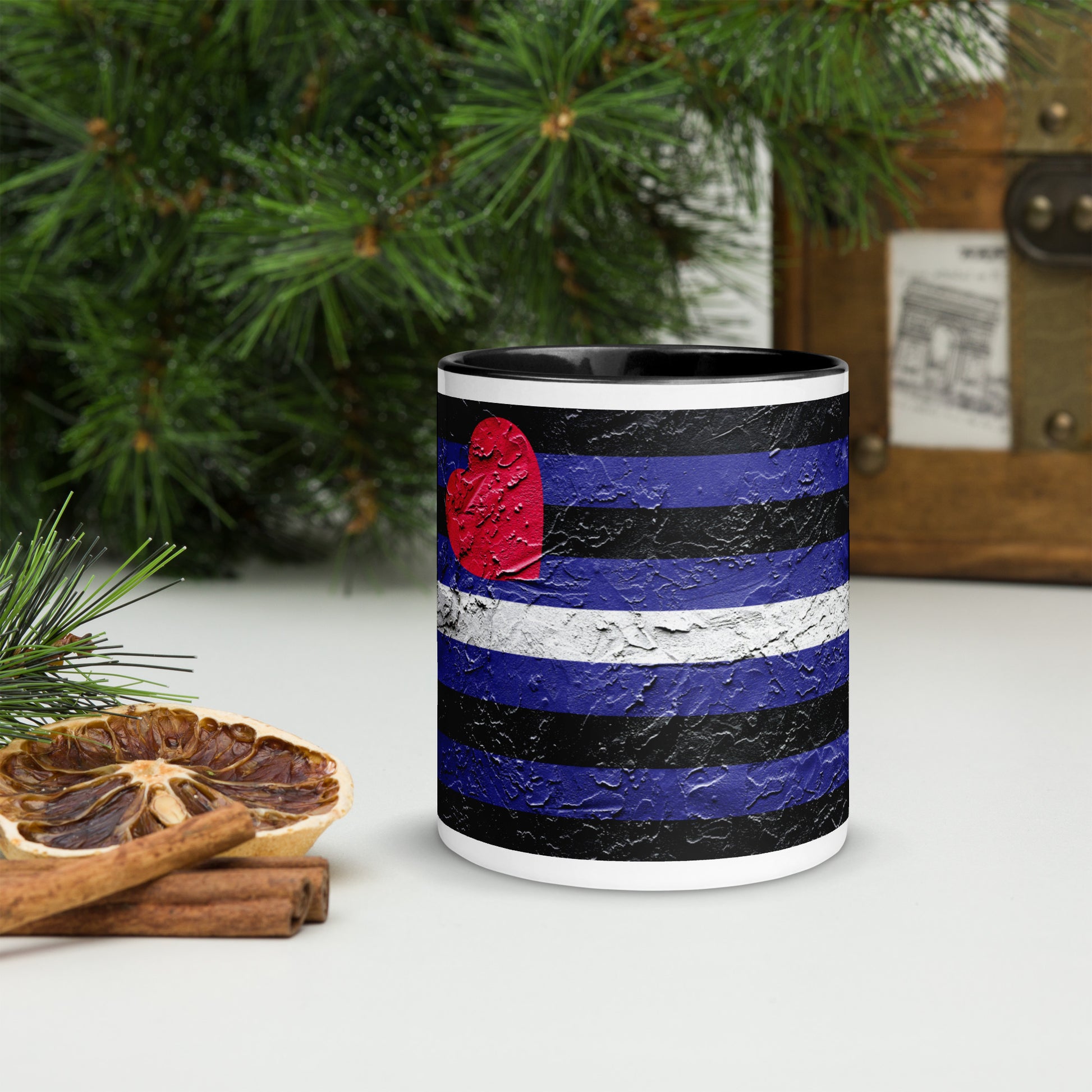 Mug with Leather Pride Flag Plaster Style Colored Inside