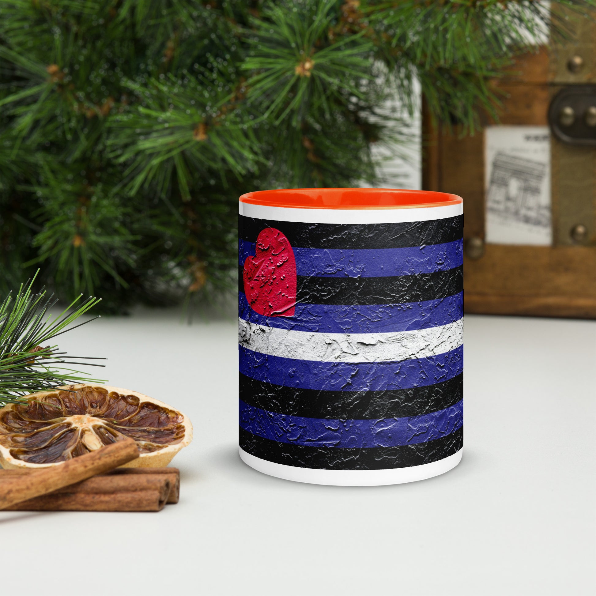 Mug with Leather Pride Flag Plaster Style Colored Inside