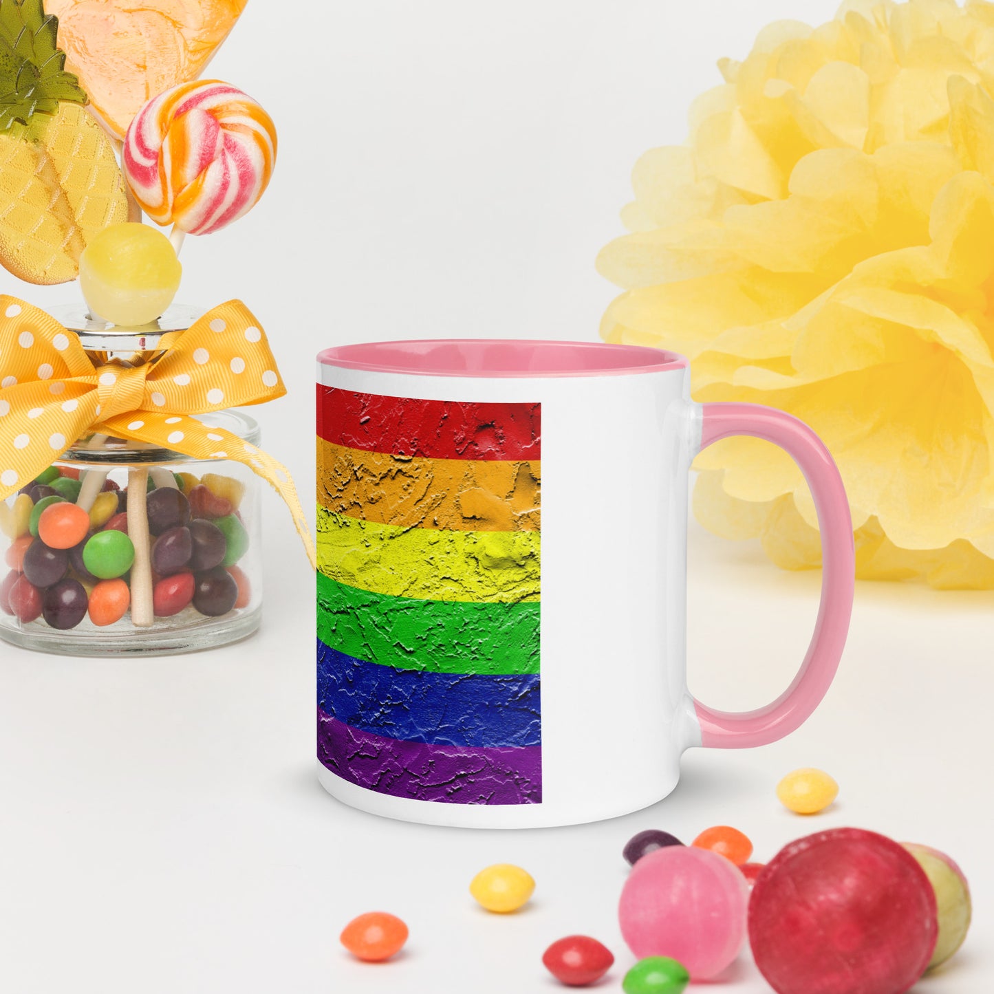 Progressive Pride Flag (Plaster Design) Mug with Color Inside