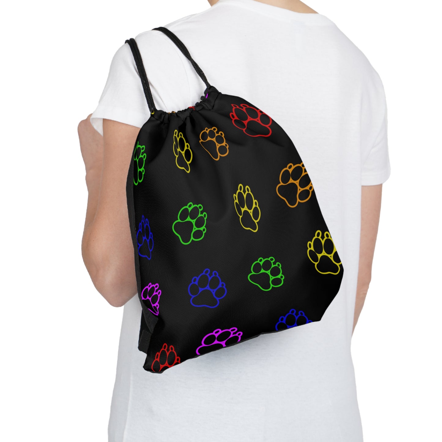 Paw Print Drawstring Bag